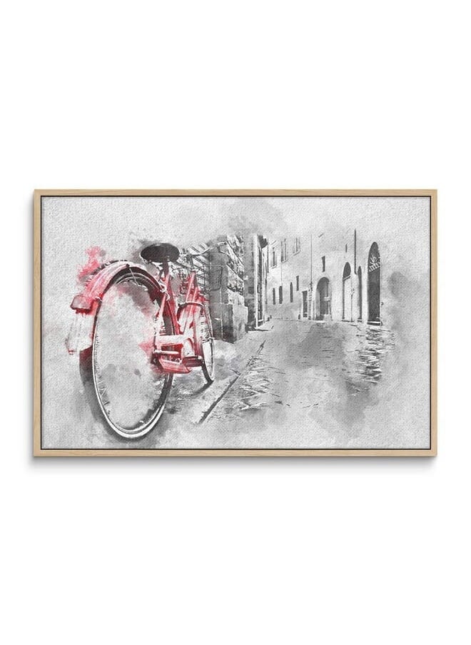 Home Gallery Abstract Framed Portrait Of Retro Vintage Red Bike On Street  - Image 3