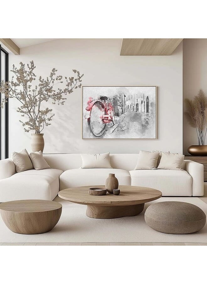 Home Gallery Abstract Framed Portrait Of Retro Vintage Red Bike On Street  - Image 2