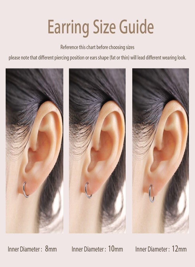 FANSING Earrings for Women Hoop Earrings Trendy Cartilage Earring Hoop Surgical Steel Earrings for Men Silver 8mm - Image 3