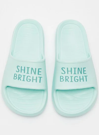 Dash Typographic Print Open Toe Slide Slippers
