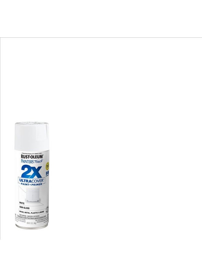 RUST-OLEUM 249060-6PK Painter's Touch 2X Ultra Cover Spray Paint, 12 oz, Semi-Gloss White, 6 Pack  - Image 2