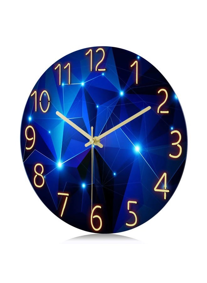 Lafocuse 12 Inch Silent Non-Ticking Glass Blue Wall Clock for Living Room Decor, Modern Kitchen Wall Clock Battery Operated Bedroom Home Office - Image 5