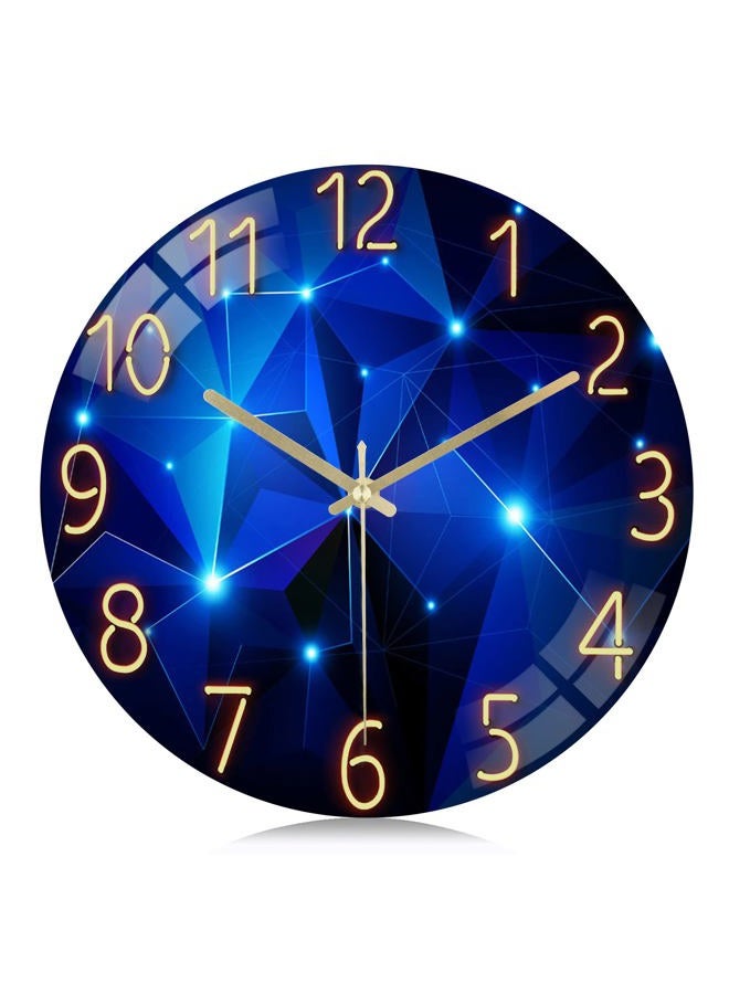 Lafocuse 12 Inch Silent Non-Ticking Glass Blue Wall Clock for Living Room Decor, Modern Kitchen Wall Clock Battery Operated Bedroom Home Office - Image 1