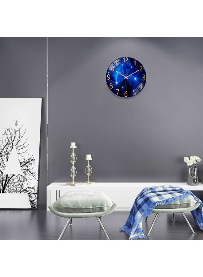 Lafocuse 12 Inch Silent Non-Ticking Glass Blue Wall Clock for Living Room Decor, Modern Kitchen Wall Clock Battery Operated Bedroom Home Office - Image 3