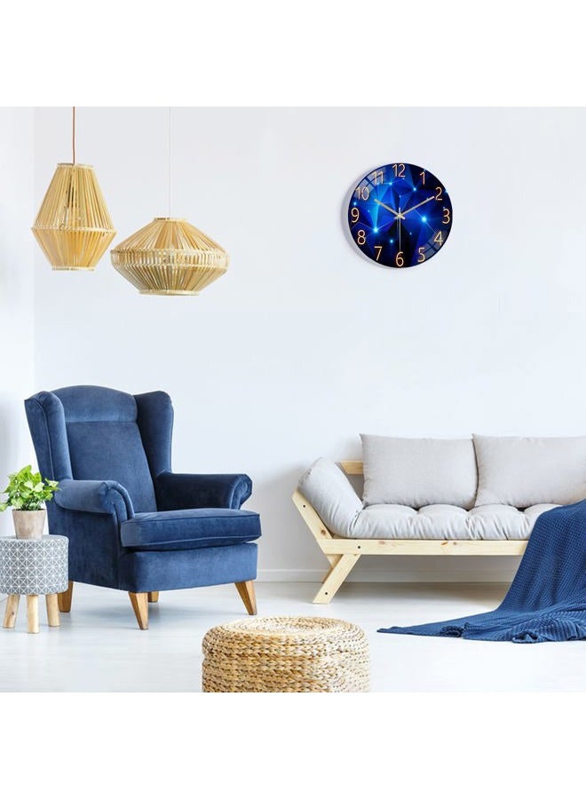 Lafocuse 12 Inch Silent Non-Ticking Glass Blue Wall Clock for Living Room Decor, Modern Kitchen Wall Clock Battery Operated Bedroom Home Office - Image 4