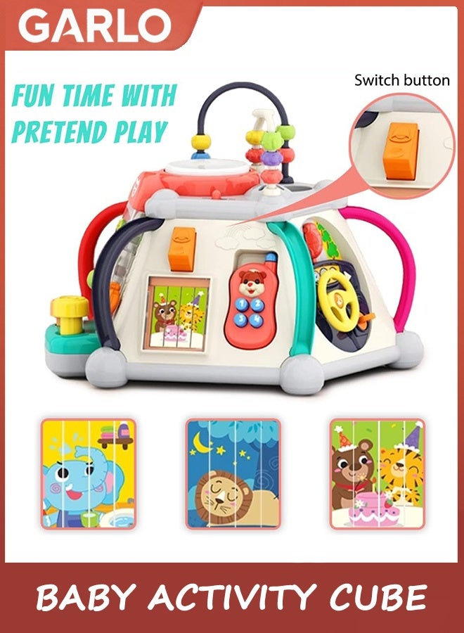 جارلو 15-في-1 طفل النشاط المكعب مع الموسيقى والضوء - لعب لمدة 6-18 شهور من العمر - هدية عيد ميلاد للفتيان والبنات عمرهم سنة واحدة - Image 4