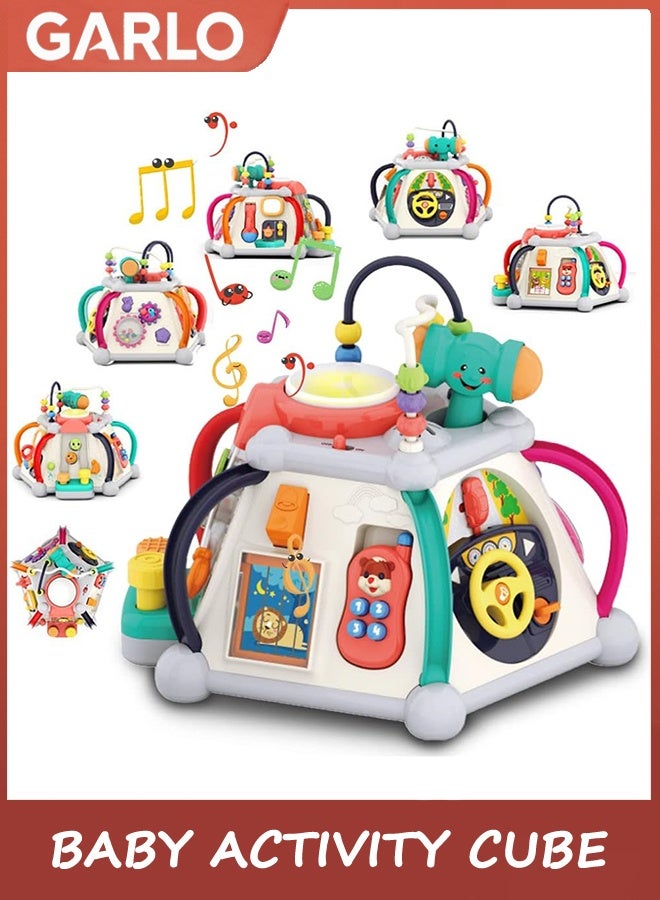 جارلو 15-في-1 طفل النشاط المكعب مع الموسيقى والضوء - لعب لمدة 6-18 شهور من العمر - هدية عيد ميلاد للفتيان والبنات عمرهم سنة واحدة - Image 1