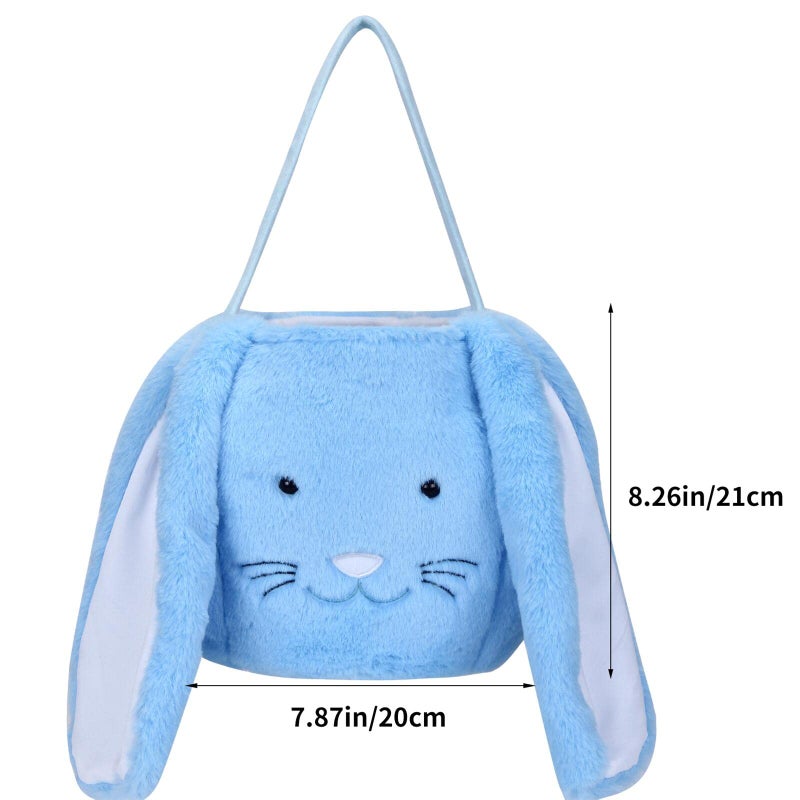 XinblueCo Plush Easter Bunny Basket for Kids Boys Girls Easter Buckets with Long Plush Ear Personalized Egg Hunting Bags,Bunny Kids Easter Tote Bags for Easter Decorations Candy - Image 5