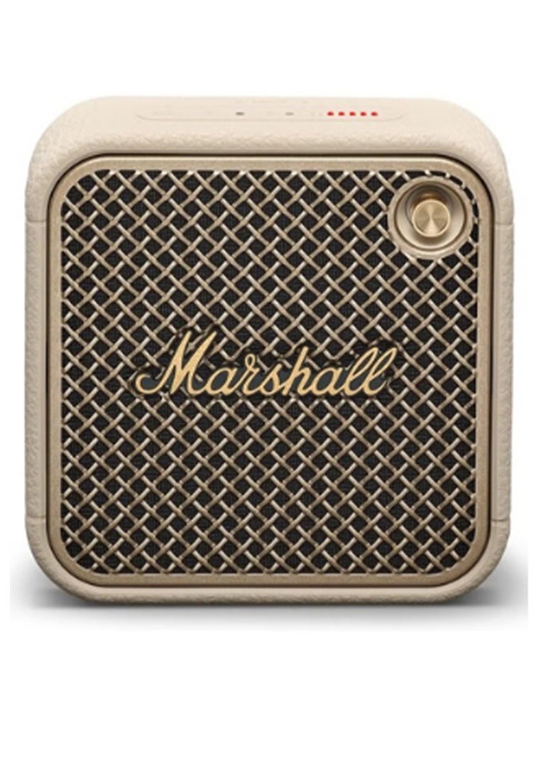Marshal Willen Bluetooth Speaker, Wireless, 15+ Hours Playtime, Water-Resistent, Cream CreamQuick Charge, Stackable - Brass And  Cream  - Image 1