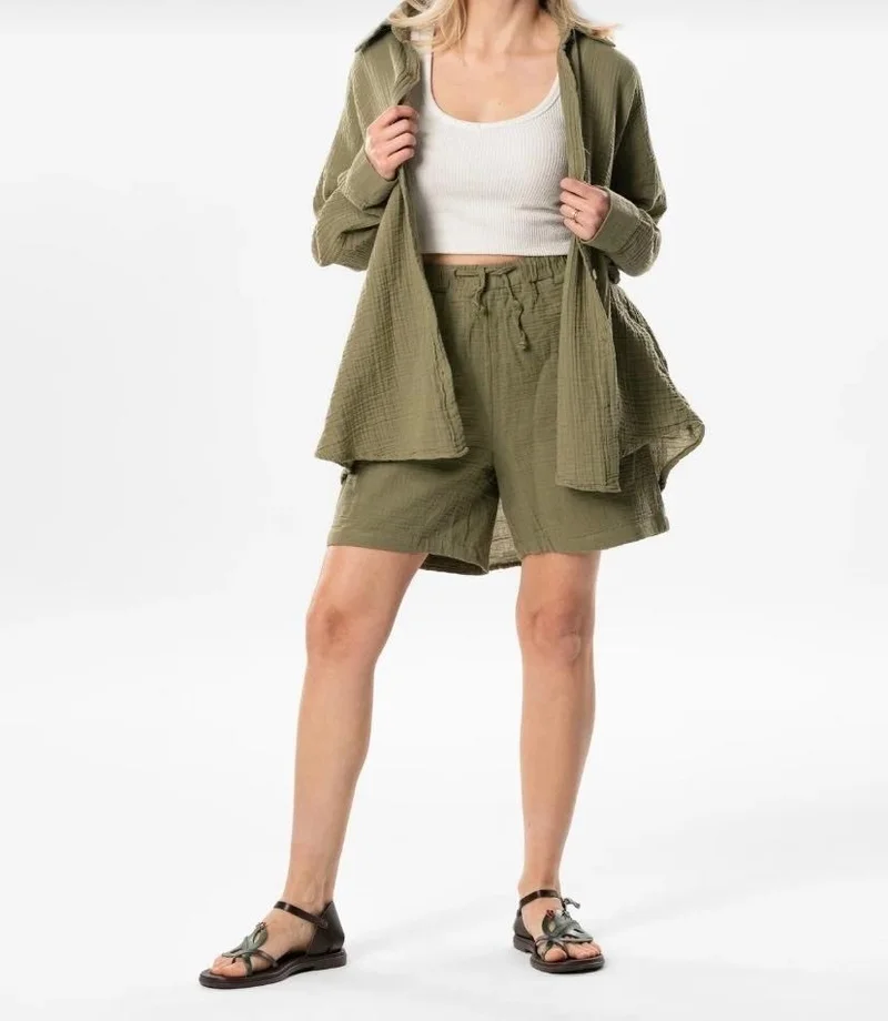 افا Women's Cotton Muslin Fabric Shirt Long Sleeve