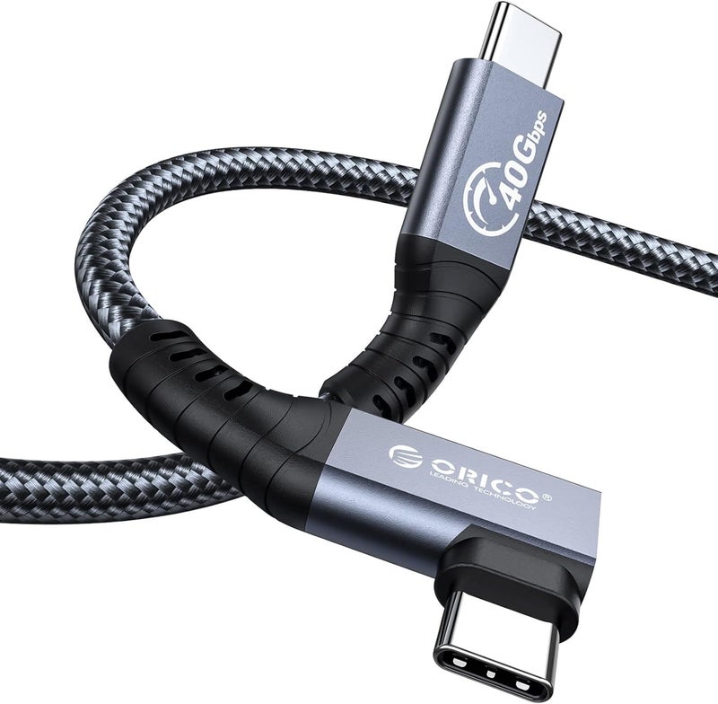 Orico Cable Compatible with Thunderbolt 4 Right Angle 6.56Ft,40Gbps USB C to USB C Cable, 100W Charging/Diaply 8K@60Hz Compitable with MacBooks iPad Pro, Thunderbolt 4/3 and USB-C Device - Image 1