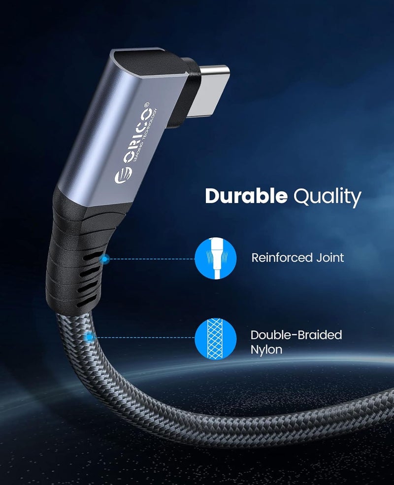 Orico Cable Compatible with Thunderbolt 4 Right Angle 6.56Ft,40Gbps USB C to USB C Cable, 100W Charging/Diaply 8K@60Hz Compitable with MacBooks iPad Pro, Thunderbolt 4/3 and USB-C Device - Image 5
