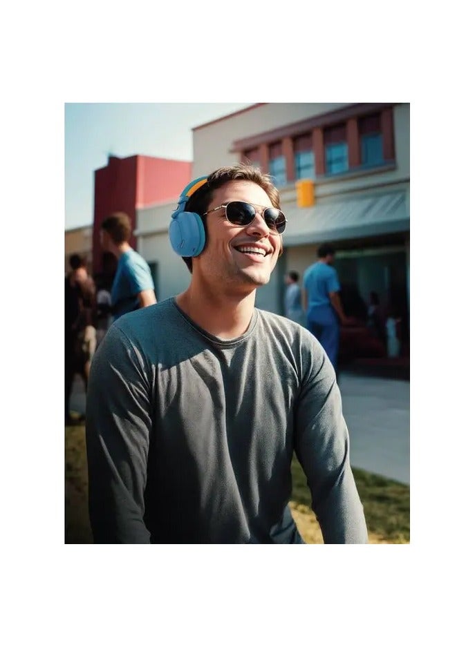 GREEN LION Sunstone Headphone / Long Hours Playing Time / Long-Range Working Distance / AUX Support / Microphone / V5.3 Bluetooth Version / 40mm Driver - Blue & Orange - Image 3