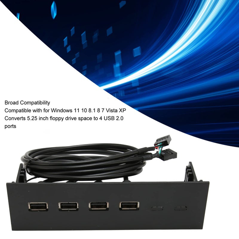 5.25 بوصة لوحة أمامية محور USB 2.0 4 منافذ مع موصل محرك أقراص ضوئي 19 دبوس - Image 3