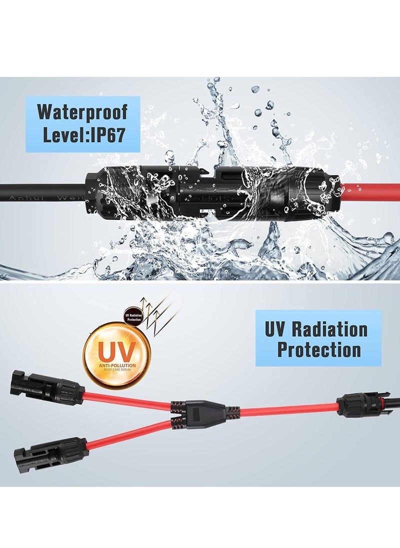 Excefore - Y Branch Parallel Connector MMF and FFM Solar Branch Adapter 1 Pair Y Photovoltaic Connector Solar Panel Cables Distributor Socket - Image 1