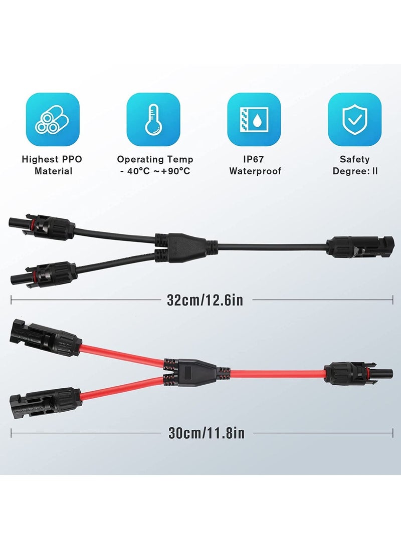 Excefore - Y Branch Parallel Connector MMF and FFM Solar Branch Adapter 1 Pair Y Photovoltaic Connector Solar Panel Cables Distributor Socket - Image 1