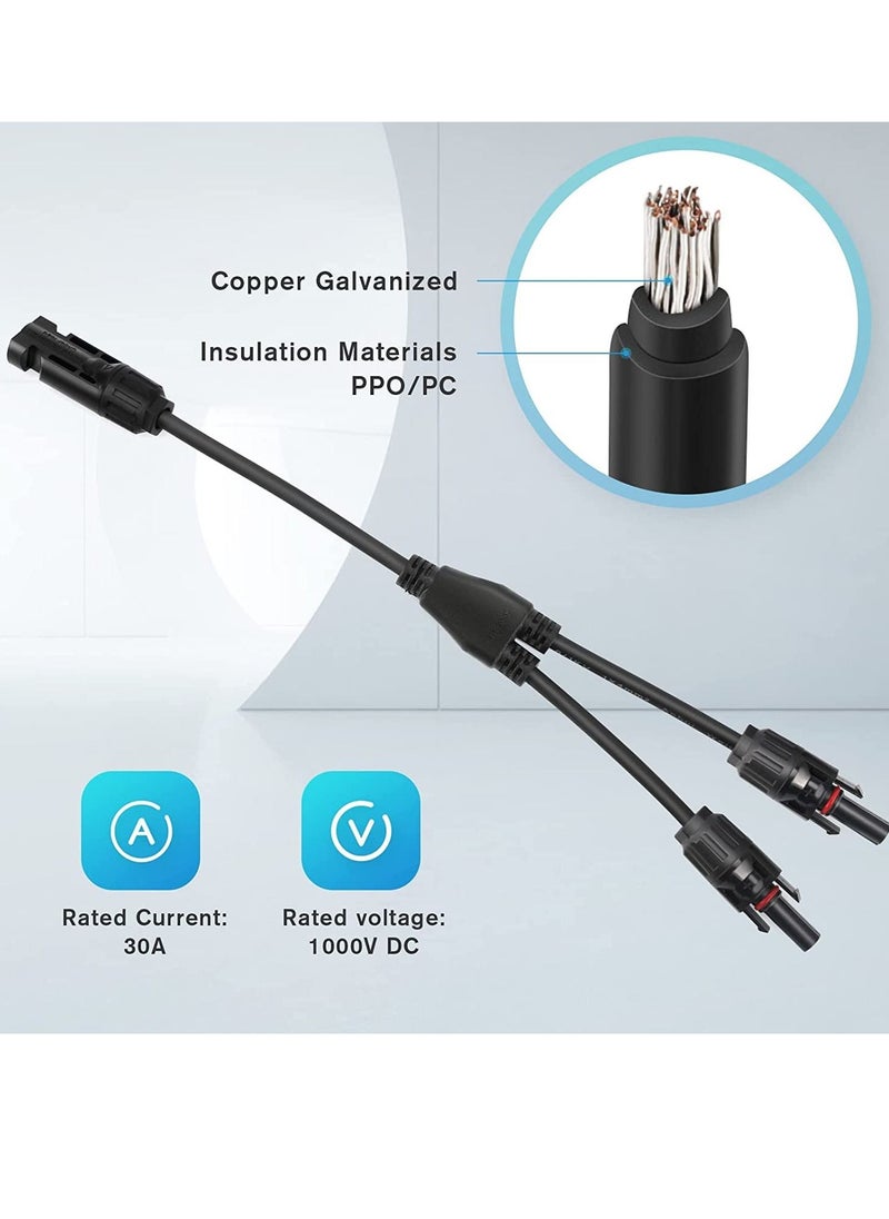 Excefore - Y Branch Parallel Connector MMF and FFM Solar Branch Adapter 1 Pair Y Photovoltaic Connector Solar Panel Cables Distributor Socket - Image 1