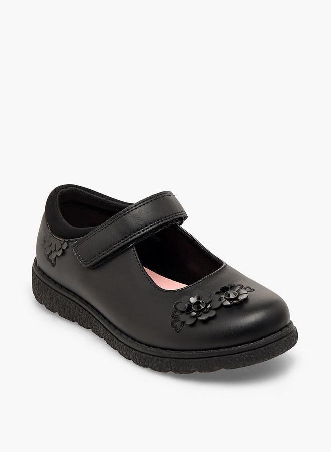 JUNIORS Girls Floral Accent Hook & Loop School Shoes - Image 2