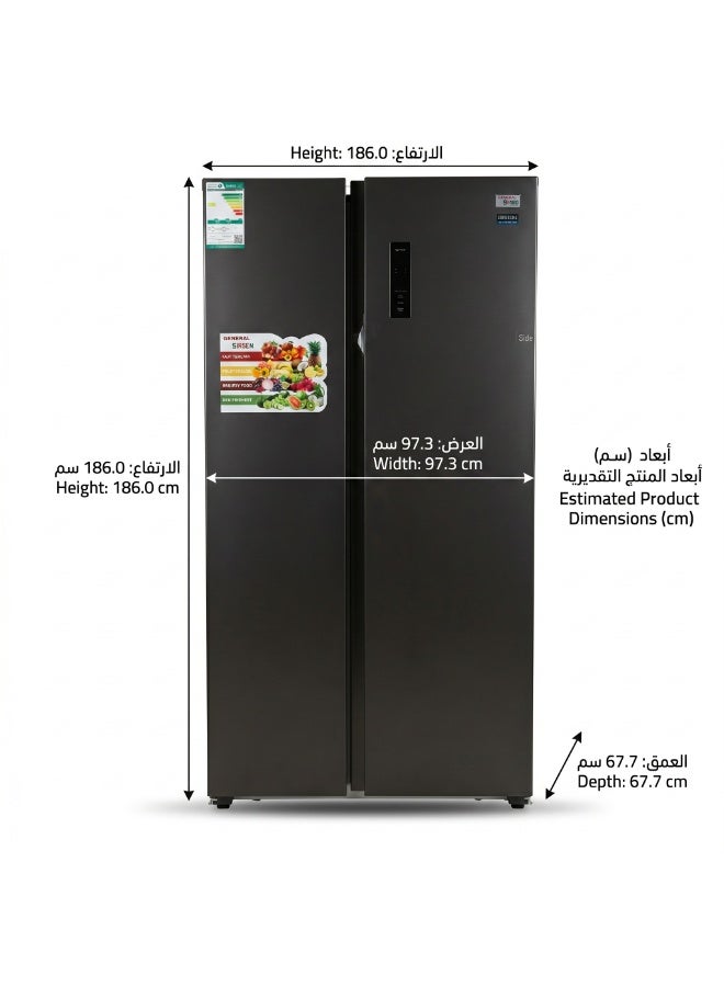 General Sreen Refrigerator No Frost 525 Liter Side by Side, Double Door, Energy Efficient, Stainless Steel – SREEN GSRF-525NF - Image 5