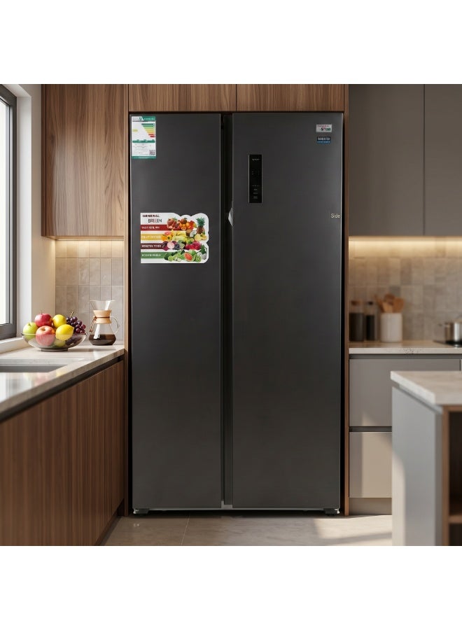 General Sreen Refrigerator No Frost 525 Liter Side by Side, Double Door, Energy Efficient, Stainless Steel – SREEN GSRF-525NF - Image 2