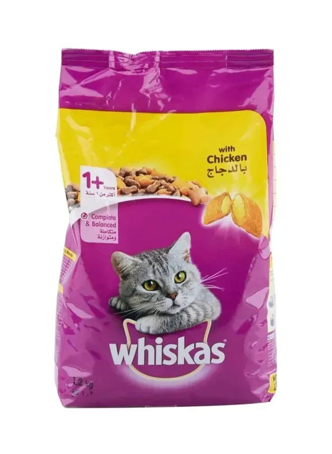 Whiskas طعام جاف للقطط بالدجاج، للبالغين، 1.2 كجم