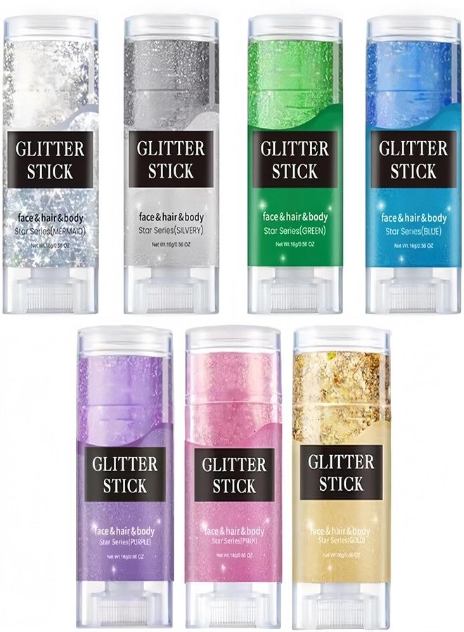 Melemando Body Glitter Stick 11 Colors Holographic Mermaid Sequins Chunky Face Glitter Stick Singer Concerts or Music Festival Rave Glitters Makeup for Face/Body/Hair/Eyes/Lip (01 Gold) - Image 3