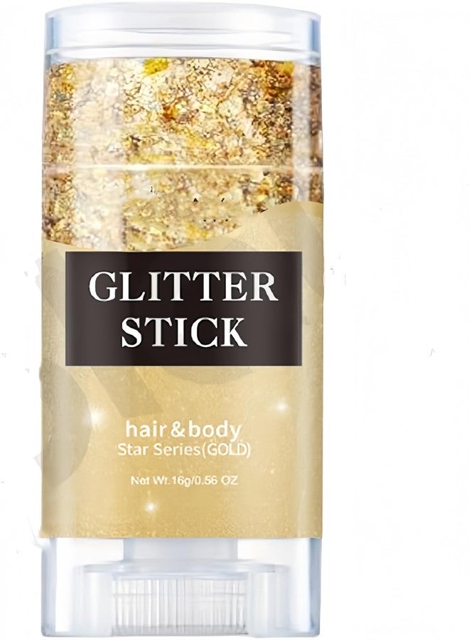 Melemando Body Glitter Stick 11 Colors Holographic Mermaid Sequins Chunky Face Glitter Stick Singer Concerts or Music Festival Rave Glitters Makeup for Face/Body/Hair/Eyes/Lip (01 Gold) - Image 1