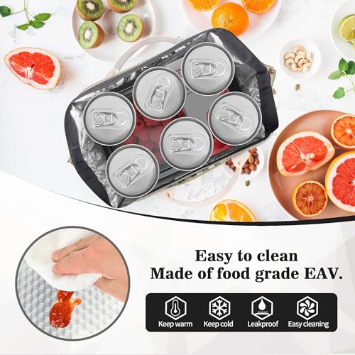 LOKASS Insulated Lunch Bag Women- Reusable 10 L Lunch Box for Women - Leakproof Tote Cooler Bag for Adults Work, Beach, Travel, Picnic （Black&White Diamond Grid） - Image 5