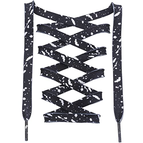 DANHUA Flat Black White Shoelaces 47 inch for Sneakers Art Printed Pattern String 2 Pair - Image 1
