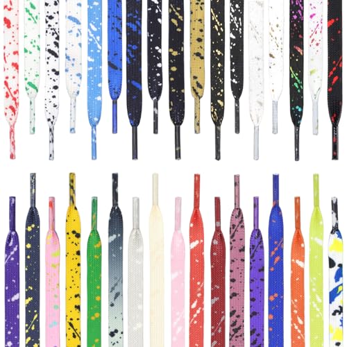 DANHUA Flat Black White Shoelaces 47 inch for Sneakers Art Printed Pattern String 2 Pair - Image 5