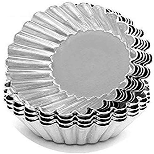 RINKLE TRENDZ Aluminium Cup Cake Tart Mould Muffin Cups Set of 6 Pieces - Silver - Image 1