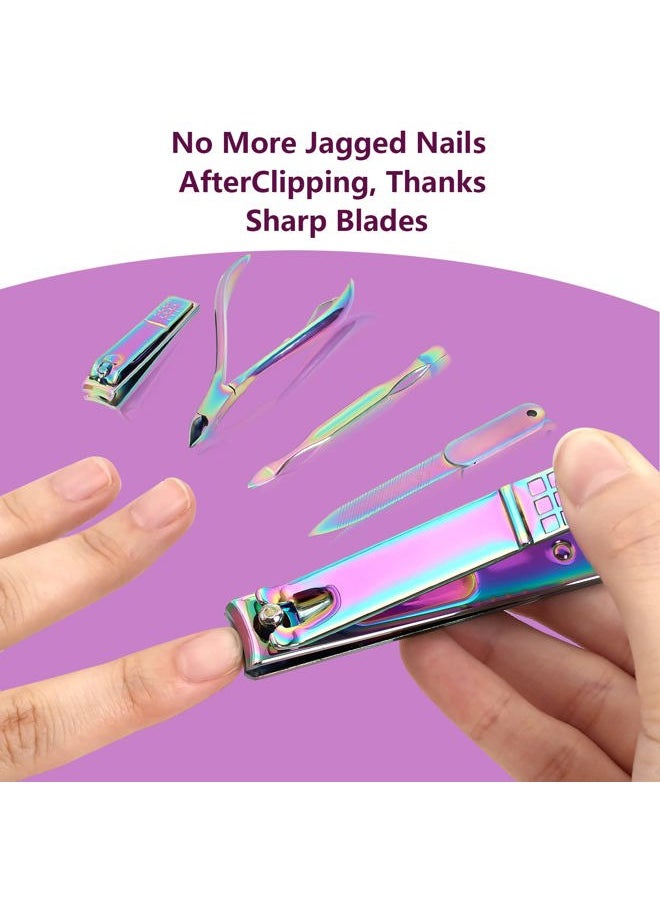 Onnea fashion - Manicure Set Professional Pedicure Tools 16 in 1 Nail Clipers Care Kit Stainless Steel Laser Design Cuticle Nippers Mini Emergency Kit for Women with Mermaid Pearl Shinning PU leather Case - Image 1