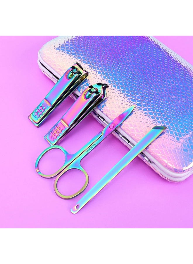 Onnea fashion - Manicure Set Professional Pedicure Tools 16 in 1 Nail Clipers Care Kit Stainless Steel Laser Design Cuticle Nippers Mini Emergency Kit for Women with Mermaid Pearl Shinning PU leather Case - Image 1