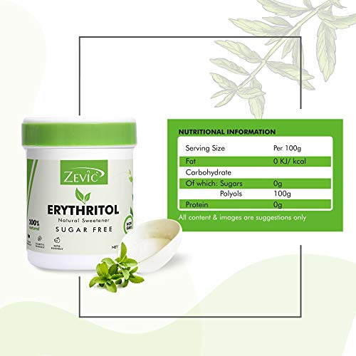Zevic 100% Natural Erythritol Sugar Free Sweetener | Zero Calories Erythritol Sugar Free Powder | Vegan & Keto | Diabetic Friendly Sugarfree Erythritol Powder | Organic Erythritol Sweetener - 300g - Image 4