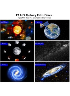 Generic ستار بروجكتور HD صورة كبيرة لمنطقة الإسقاط أضواء LED لغرفة النوم الليلية، جهاز عرض القبة السماوية Galaxy Night Light Projector للأطفال يتضمن 4K قابلة للاستبدال 12 قرص مجرة  - Image 2