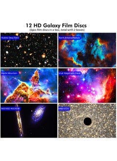 Generic ستار بروجكتور HD صورة كبيرة لمنطقة الإسقاط أضواء LED لغرفة النوم الليلية، جهاز عرض القبة السماوية Galaxy Night Light Projector للأطفال يتضمن 4K قابلة للاستبدال 12 قرص مجرة  - Image 3