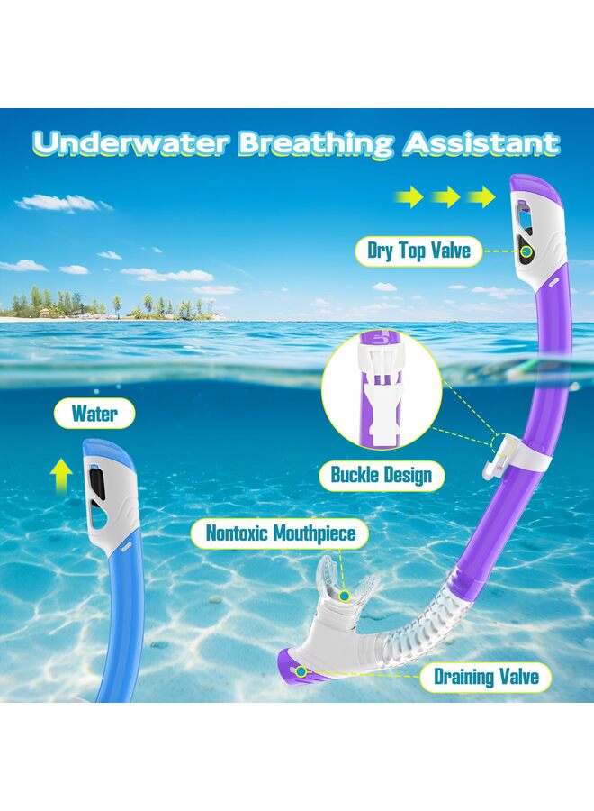 معدات الغطس للأطفال، مجموعة غطس للأطفال من سن 3 إلى 14 عامًا، قناع غطس مضاد للضباب ومجموعة غطس جافة، نظارات سباحة للجنسين - Image 3