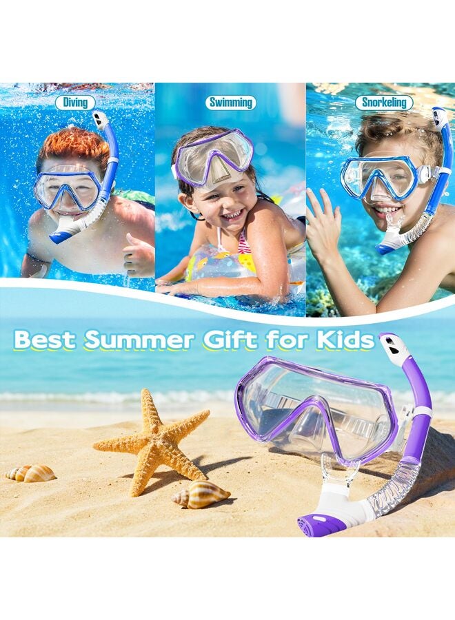 معدات الغطس للأطفال، مجموعة غطس للأطفال من سن 3 إلى 14 عامًا، قناع غطس مضاد للضباب ومجموعة غطس جافة، نظارات سباحة للجنسين - Image 5