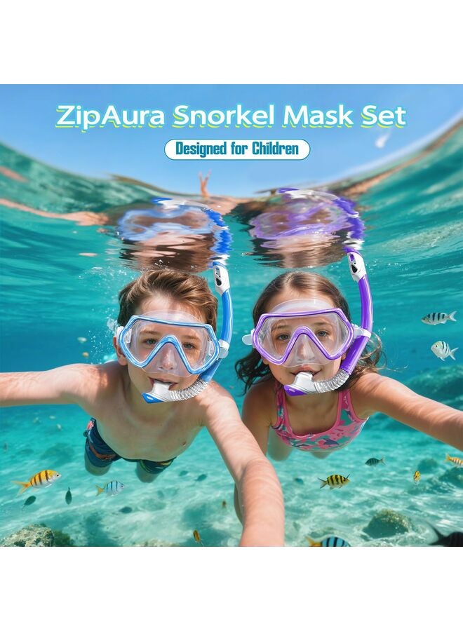 معدات الغطس للأطفال، مجموعة غطس للأطفال من سن 3 إلى 14 عامًا، قناع غطس مضاد للضباب ومجموعة غطس جافة، نظارات سباحة للجنسين - Image 2