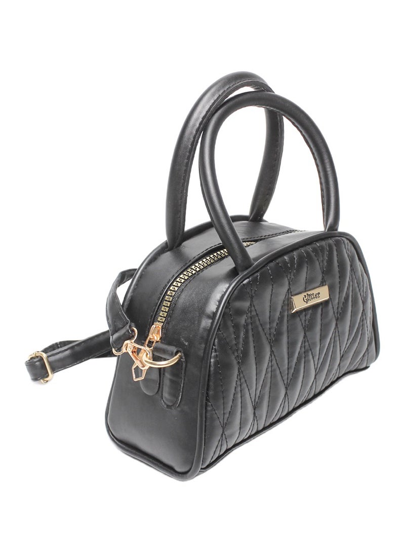 Glitter Women Bag with Cross Hand - Black - Image 1