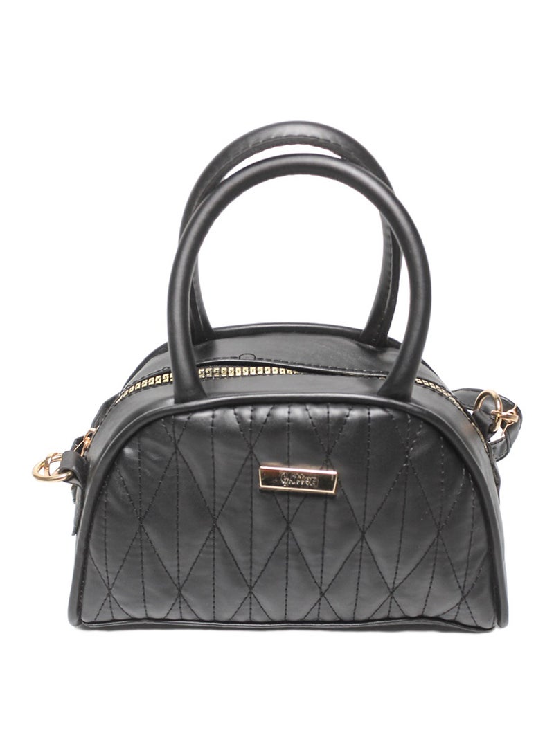 Glitter Women Bag with Cross Hand - Black - Image 2