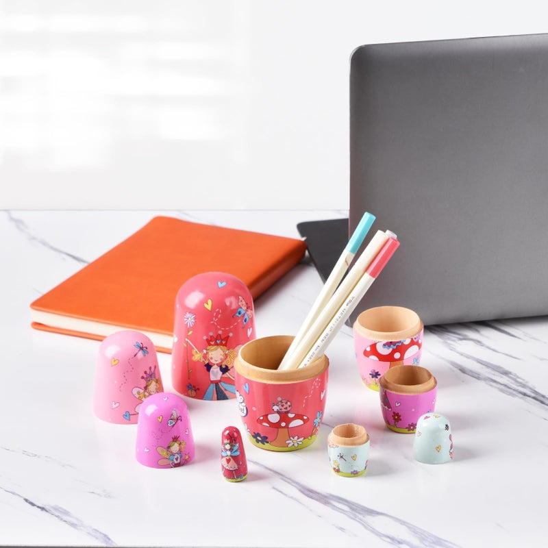 Tngan Nesting Dolls, 5Pcs 6" Tall Russian Nesting Dolls, Handmade Matryoshka for Kids, Wooden Stacking Toys for Christmas Home Wedding Party Decorations (Fairy) - Image 4