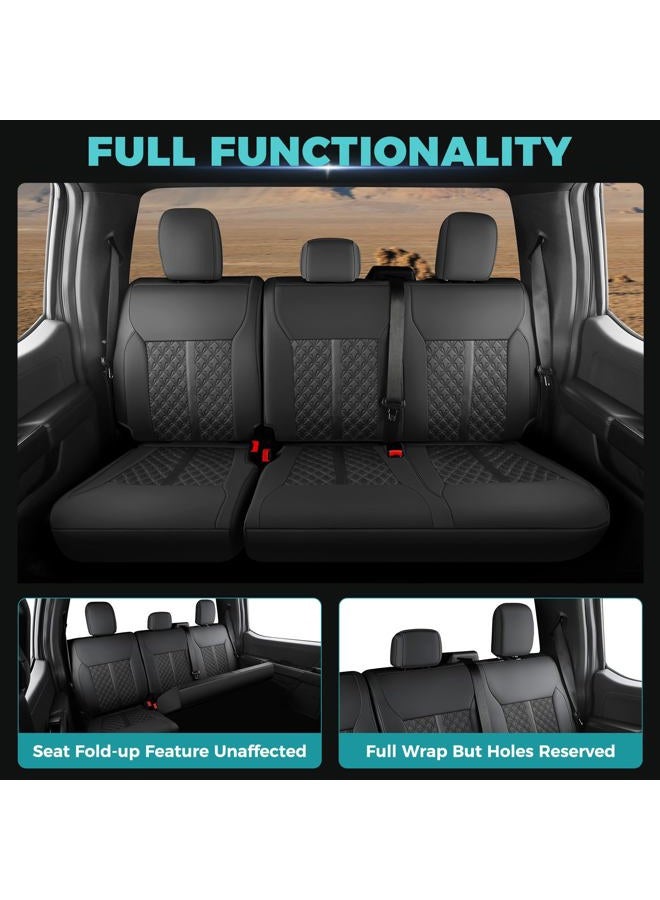 FEINEPRO غطاء مقعد مخصص لفورد F150 2015 2016 2017 2018 2019 2020 - مجموعة كاملة من غطاء مقعد الشاحنة الجلدية المخصصة لفورد F150 XL/XLT/Lariat 2015-2020 - Image 4
