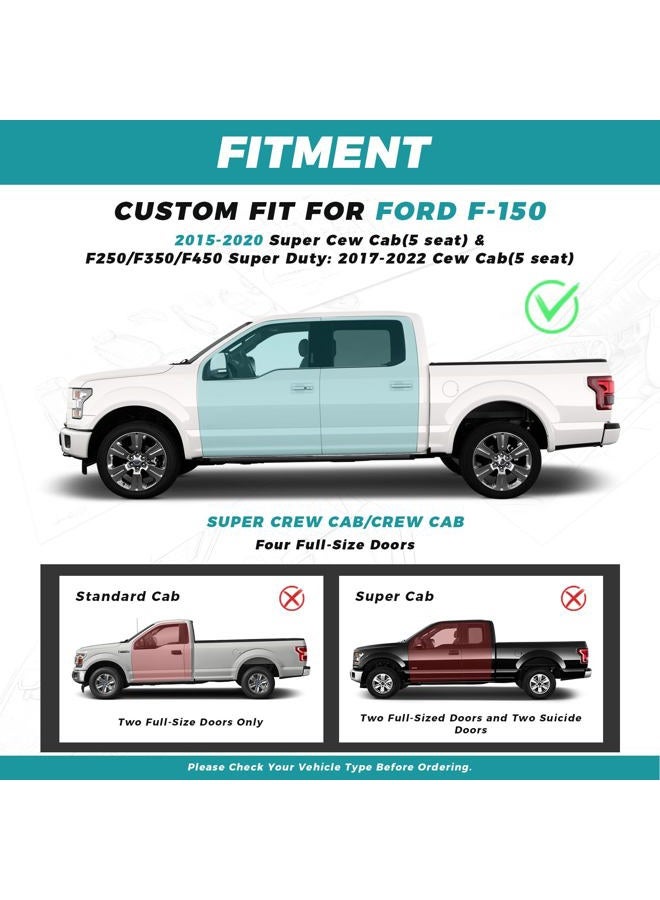 FEINEPRO غطاء مقعد مخصص لفورد F150 2015 2016 2017 2018 2019 2020 - مجموعة كاملة من غطاء مقعد الشاحنة الجلدية المخصصة لفورد F150 XL/XLT/Lariat 2015-2020 - Image 2