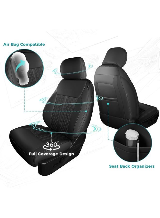 FEINEPRO غطاء مقعد مخصص لفورد F150 2015 2016 2017 2018 2019 2020 - مجموعة كاملة من غطاء مقعد الشاحنة الجلدية المخصصة لفورد F150 XL/XLT/Lariat 2015-2020 - Image 3
