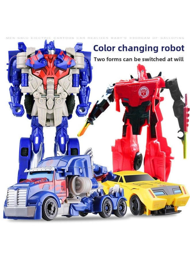 Fit Deformation Toy Robot Magnet Collision Two-in-one Car Diamond Assembled Boy Toy Wholesale-Color:Racing Model Transformation Man/color Box 78g - Image 2