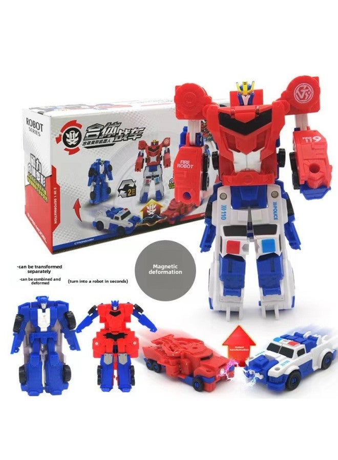 Fit Deformation Toy Robot Magnet Collision Two-in-one Car Diamond Assembled Boy Toy Wholesale-Color:Racing Model Transformation Man/color Box 78g - Image 4