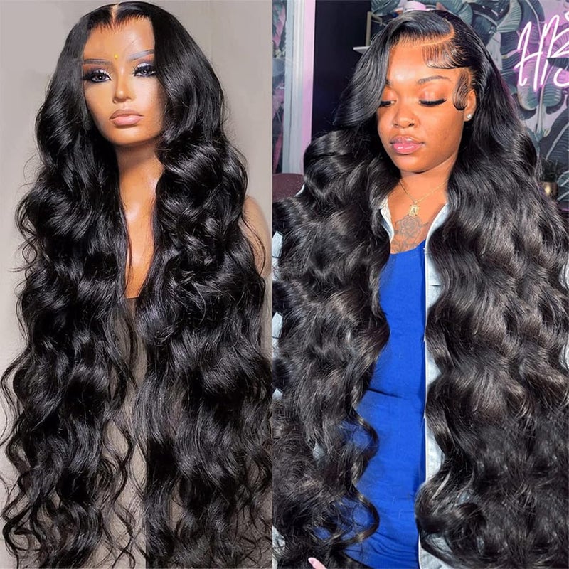 Pizazz 13x4 Transparent Lace Front Wigs Human Hair Pre Plucked with Baby Hair 180 Density Glueless Body Wave Frontal Wigs Human Hair with Natural Hairline30 Inch