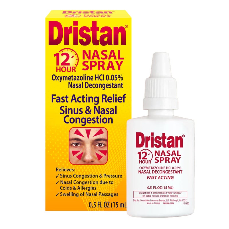 Dristan 12Hour Nasal Spray Decongestant FastActing Sinus and Nasal Congestion Relief from Colds Hay Fever and Allergies Oxymetazoline HCI 5 Fl oz