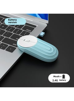 Wireless Mouse Rechargeable Silent Bluetooth Dual-mode Home Office Laptop Desktop External Unlimited Mouse-Specifications:Battery Version [matcha Blue] Comes With Mouse Pad + Sticker - Official Standard Configuration